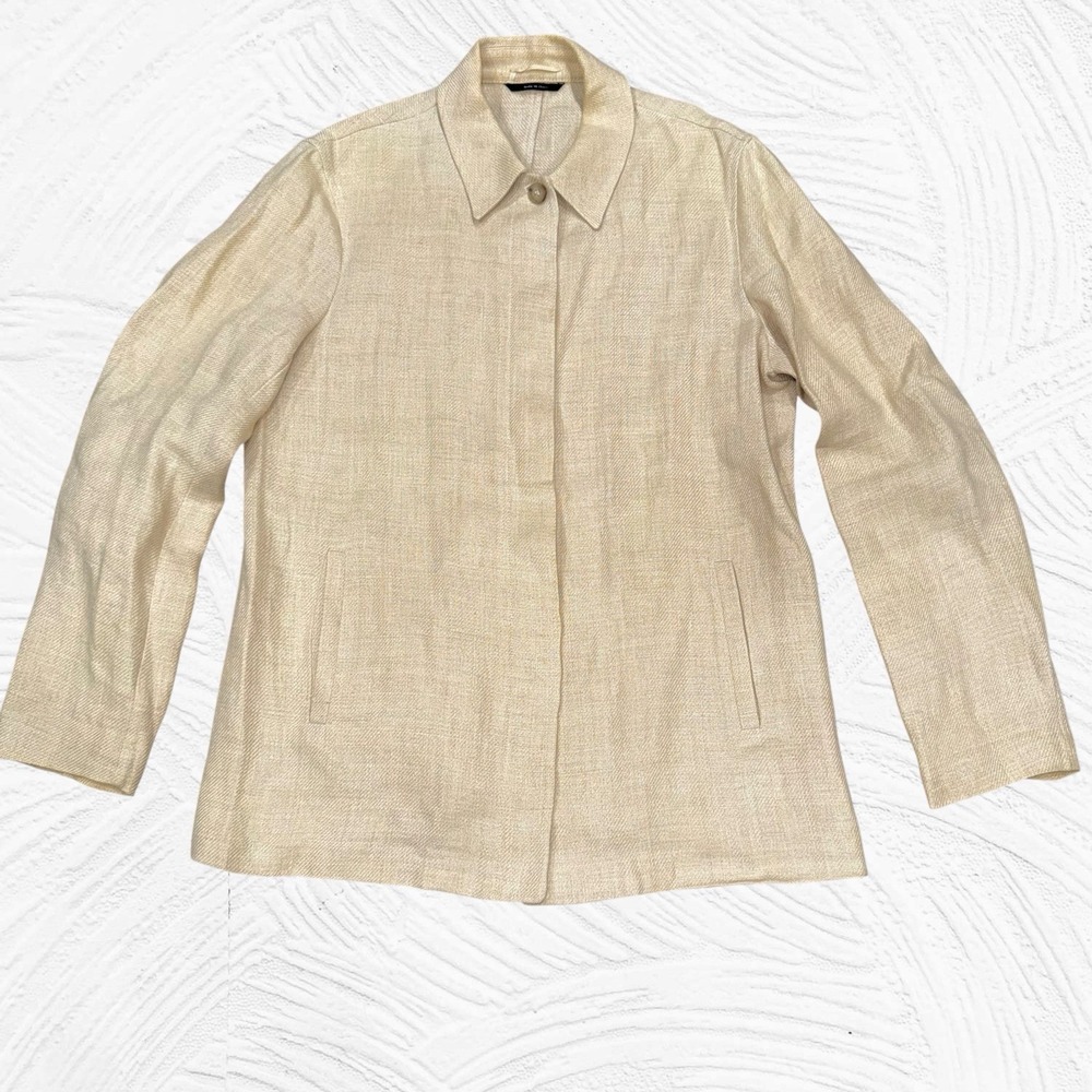 WEEKEND Max Mara Beige 100% Linen Blazer Jacket Size‎ US 8 Italy Relaxed